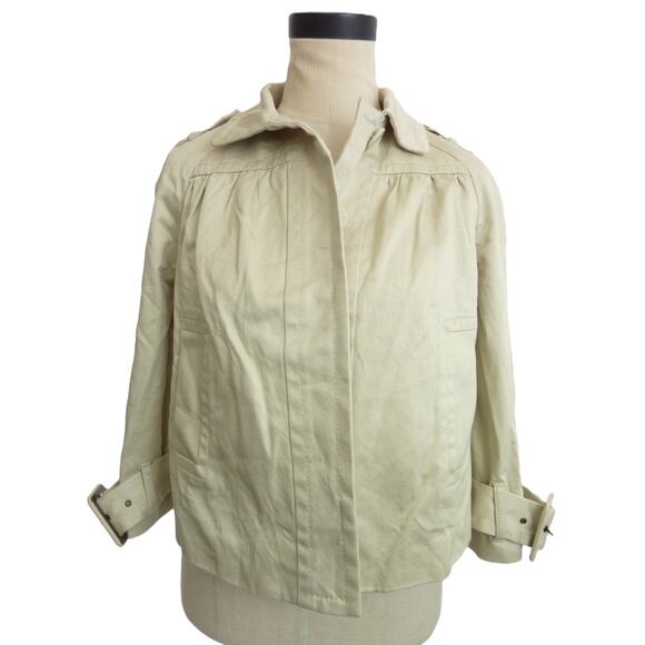 Banana Republic Beige Canvas Swing Jacket S Crop Trench - Picture 1 of 8